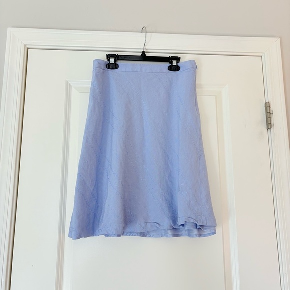 Vintage Ann Taylor Women’s Baby Blue Linen Blend Midi Skirt - Picture 2 of 9